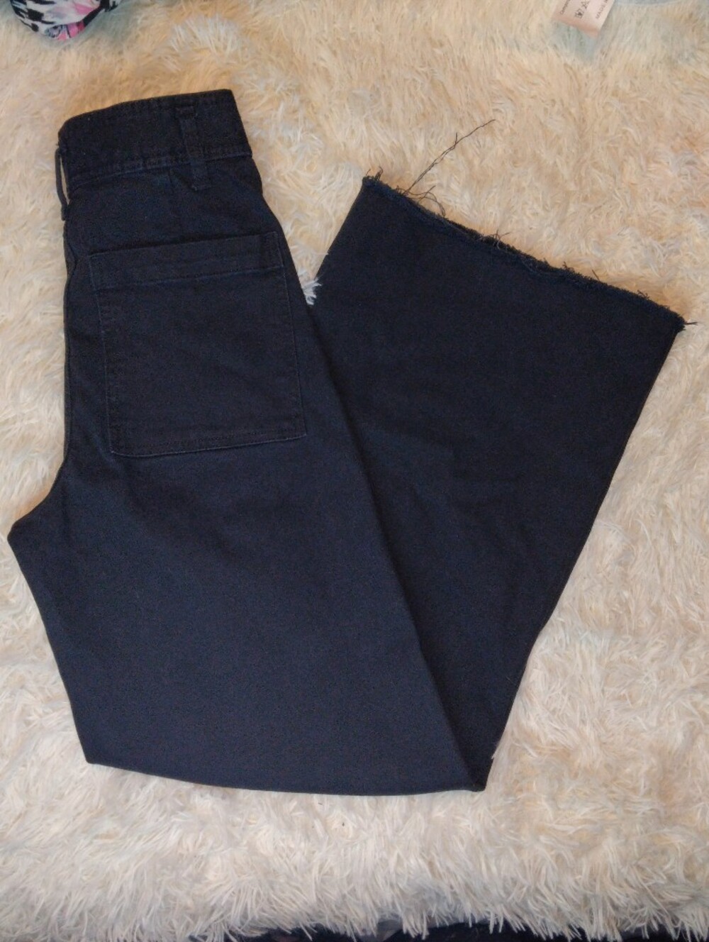 Zara The Marine High Rise Straight Wide Leg Raw Hem Black Jeans Size 2 - Picture 5 of 12
